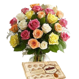 25 colorful roses with chokolates | Flower Delivery Istra