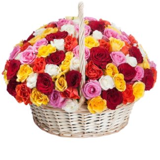 51 colorful roses in the basket | Flower Delivery Istra